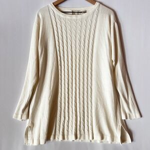 VTG Victoria's Secret XL Ivory Cable Knit Sweater Crewneck Cream Chunky Pullover